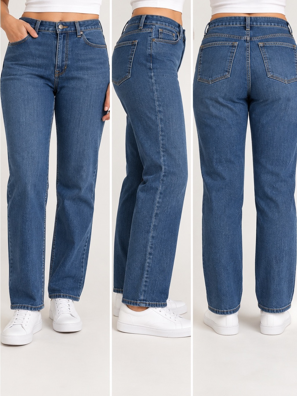 L.L.Bean Women’s Classic Fit Straight Leg Stretch Jeans Size 16 Blue Denim